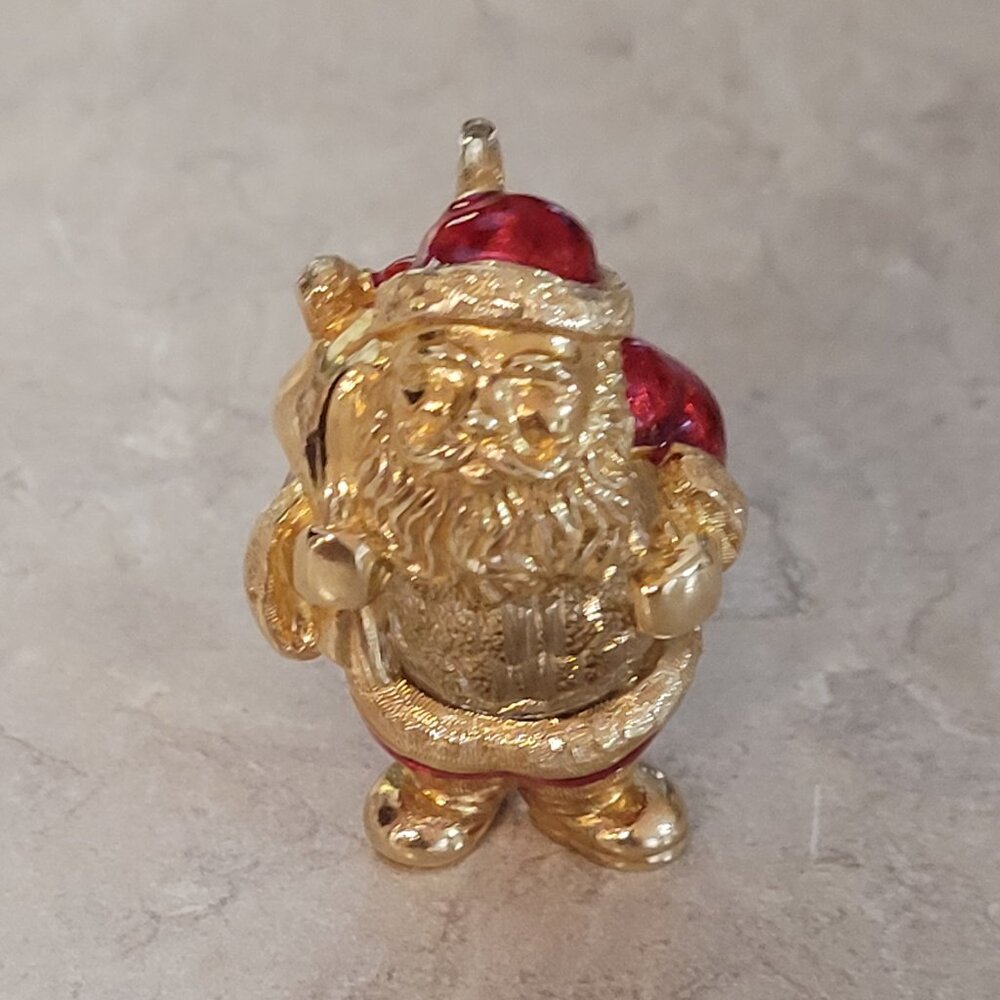 SWAROVSKI SANTA Crystal Red Enamel Goldtone Pendant/Ornament/Figurine
